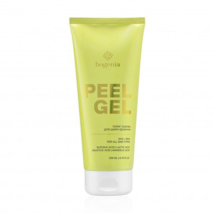 Пілінг-скатка для шкіри обличчя Bogenia Peeling Gel з гліколевою, молочною, саліциловою та мигдальною кислотами, 200 мл